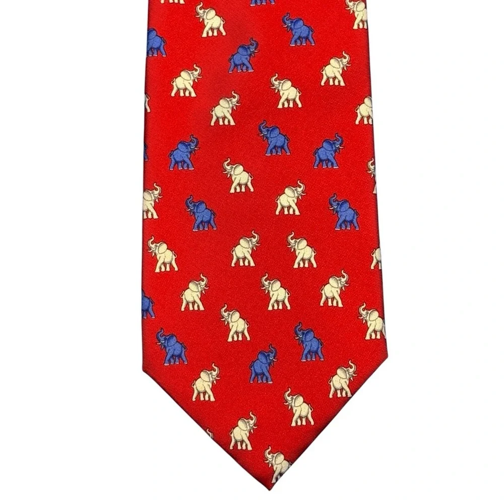 Alynn Necktie Red, White, and Blue Elephants - Republican Tie Made‎ In U.S.A